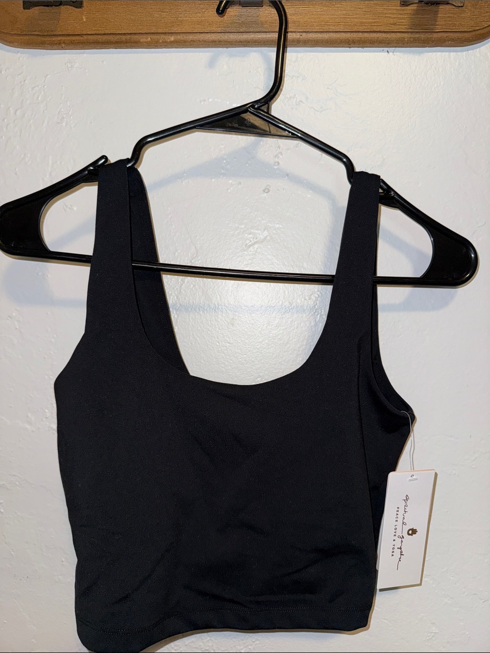 Spiritual Gangster Black Scoop Neck Crop Tank